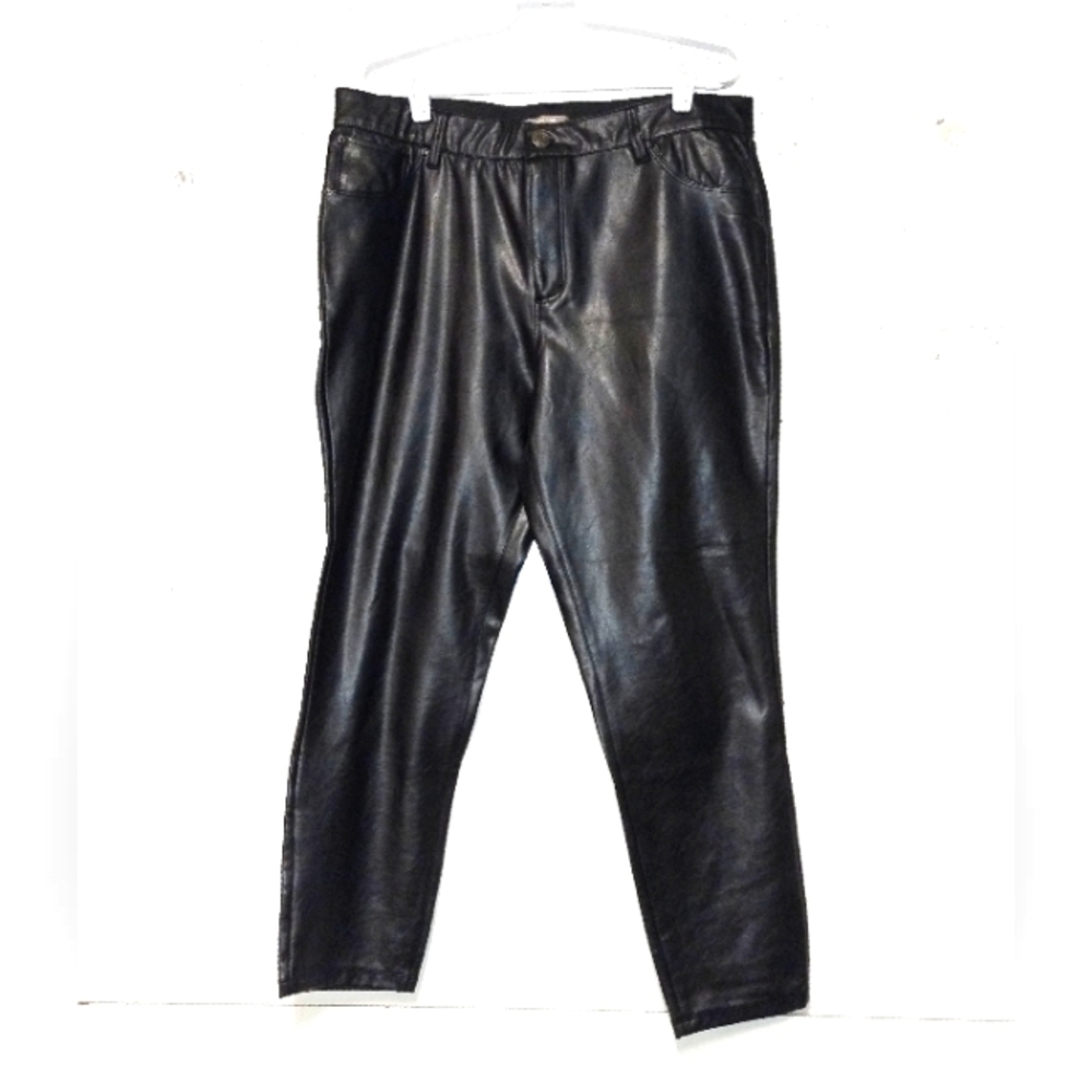 Maurices Black Faux Leather Straight Leg Pants